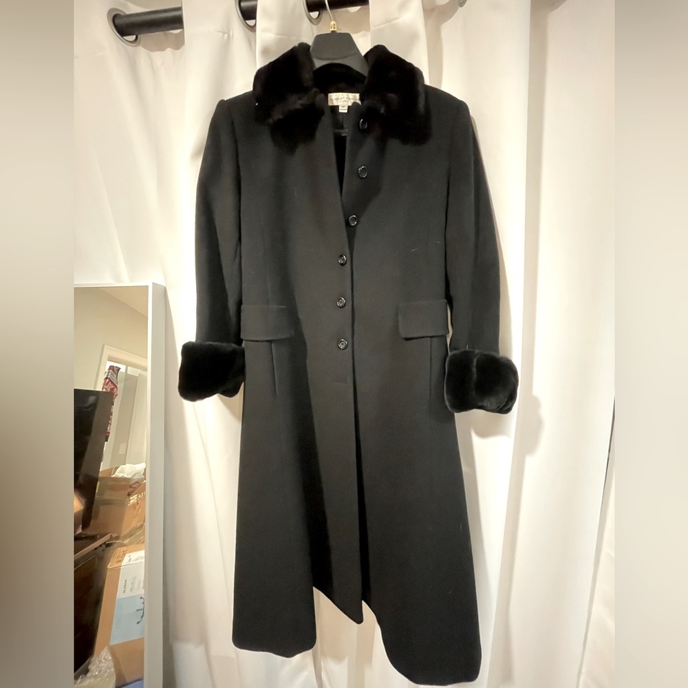 Vintage Wool Albert Nipon Coat with fur trim